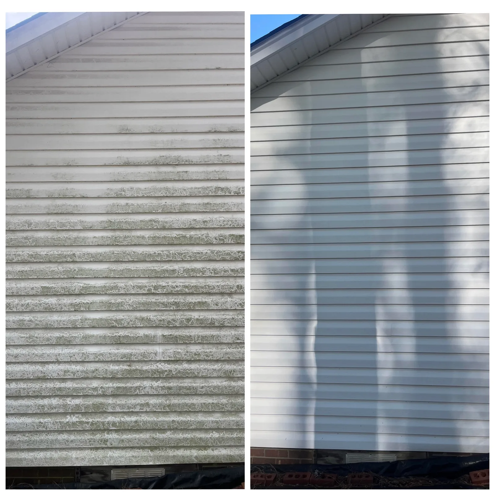 House Washing Before & After in Denver, NC & Lake Norman. Stand Out Exterior Cleaning