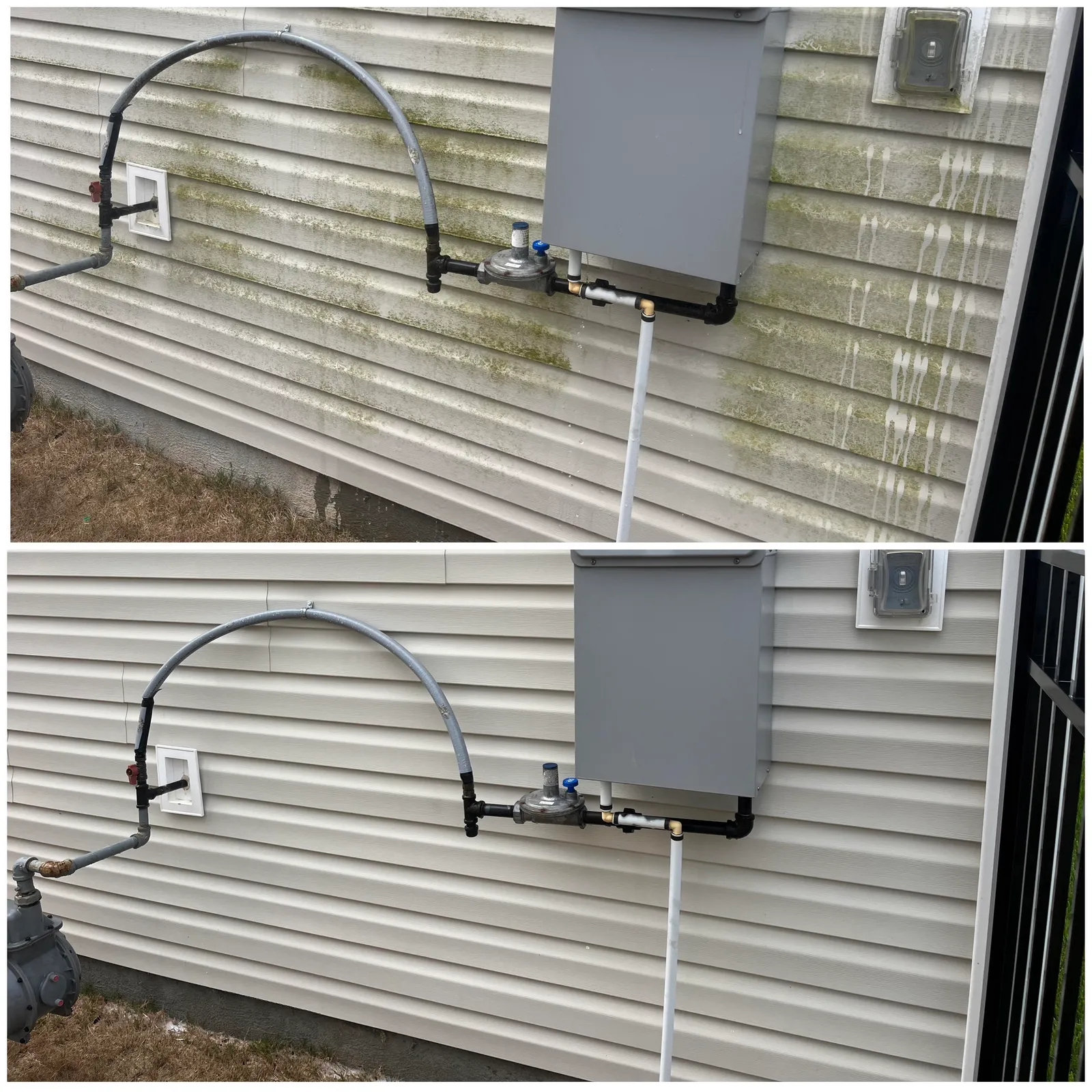 House Washing Before & After in Denver, NC & Lake Norman. Stand Out Exterior Cleaning