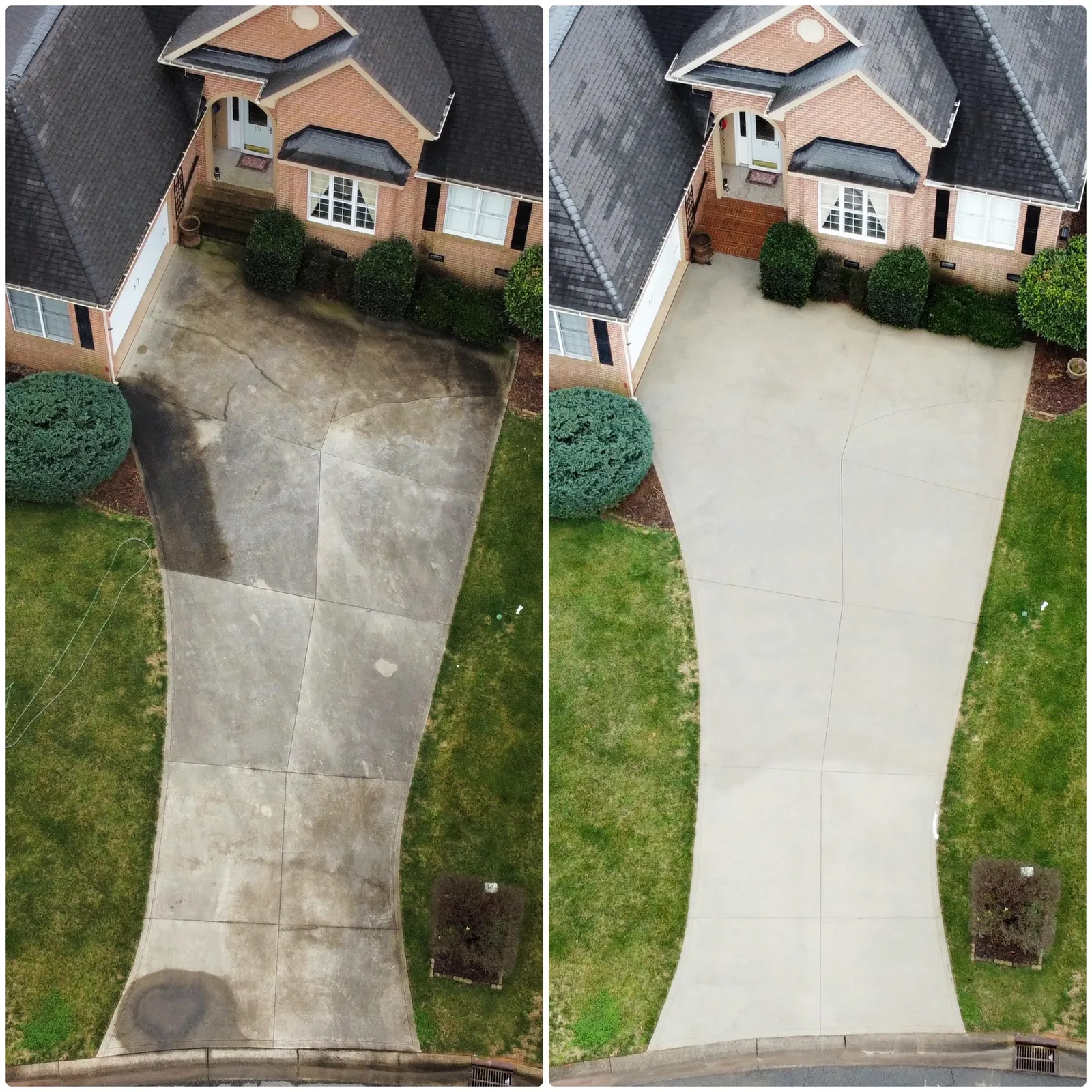 Driveway Before & After in Denver, NC & Lake Norman. Stand Out Exterior Cleaning