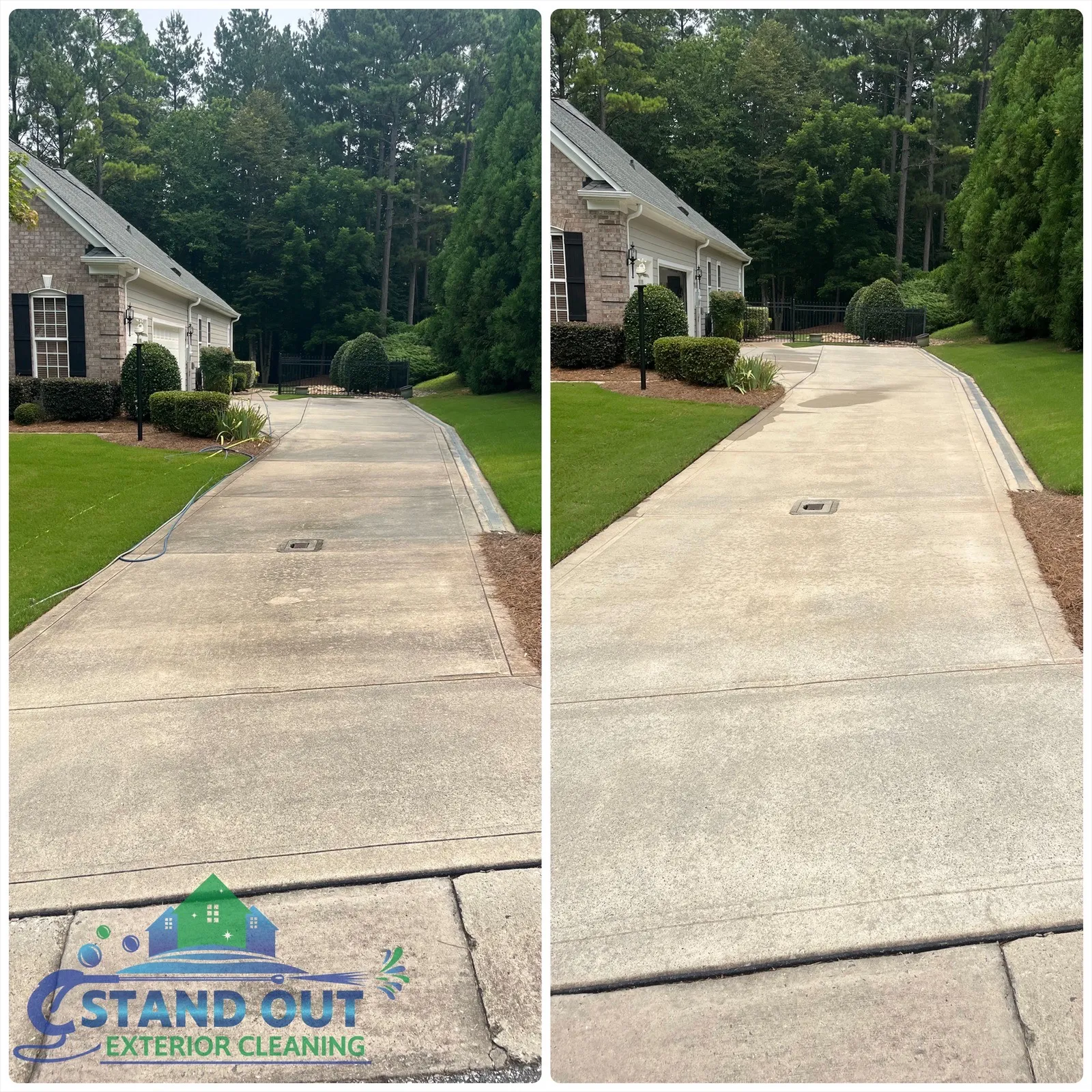 Driveway Cleaning Before & After in Denver, NC & Lake Norman. Stand Out Exterior Cleaning