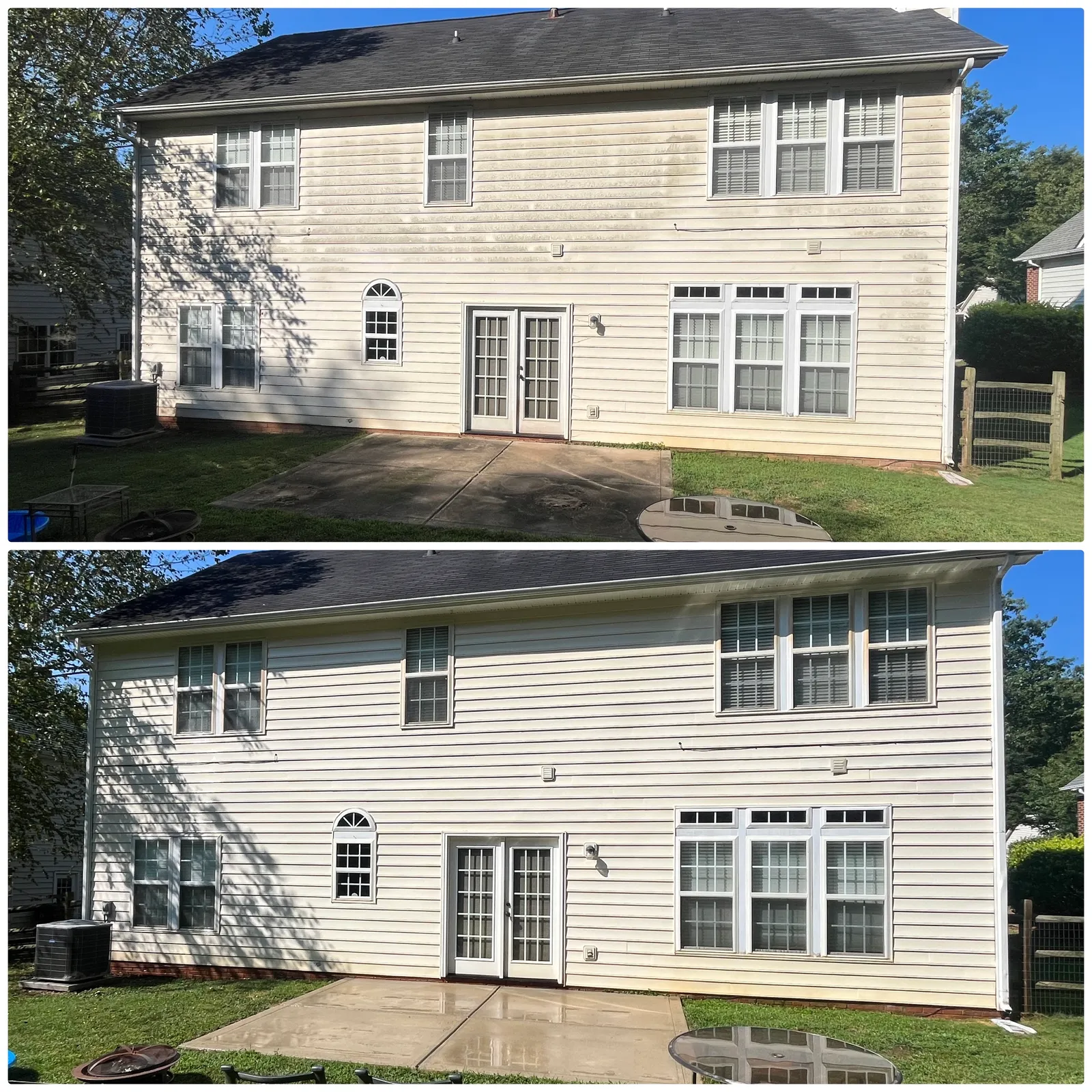 House Washing Before & After in Denver, NC & Lake Norman. Stand Out Exterior Cleaning