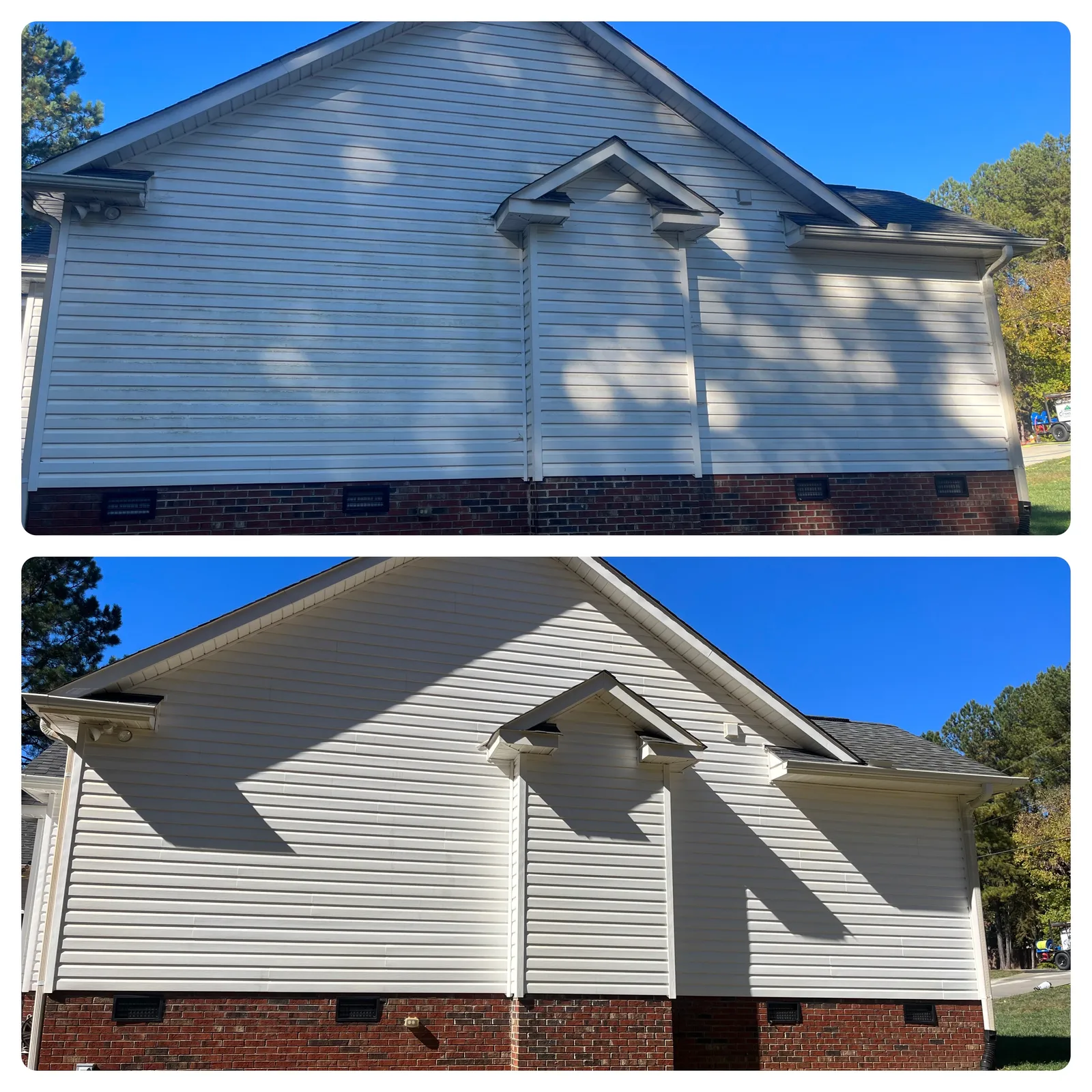 House Washing Before & After in Denver, NC & Lake Norman. Stand Out Exterior Cleaning