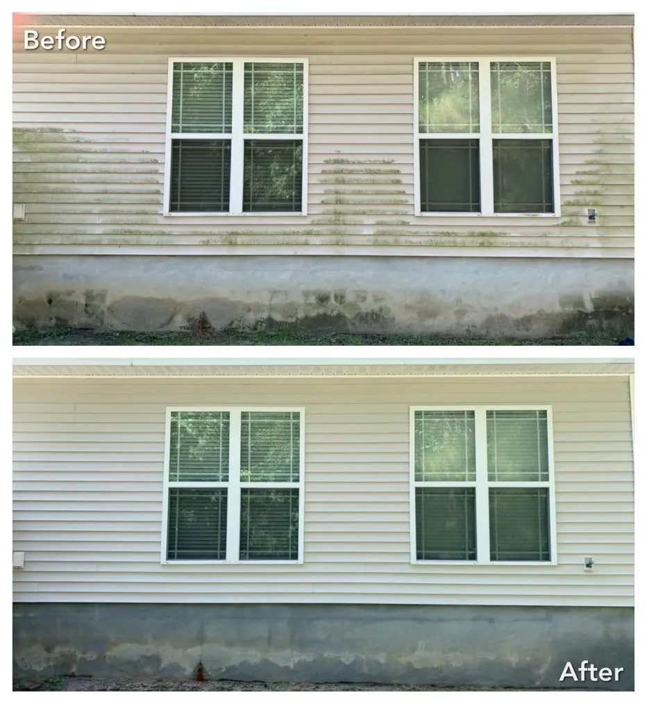 House Washing Before & After in Denver, NC & Lake Norman. Stand Out Exterior Cleaning