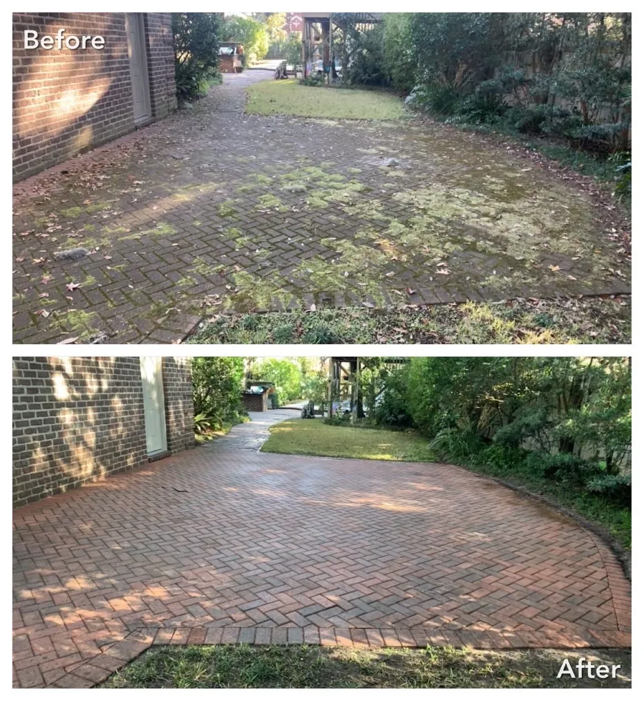Driveway Cleaning Before & After in Denver, NC & Lake Norman. Stand Out Exterior Cleaning