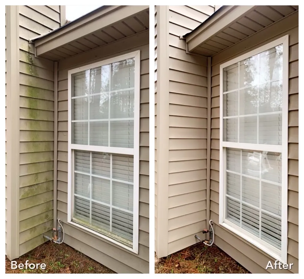 House Washing Before & After in Denver, NC & Lake Norman. Stand Out Exterior Cleaning