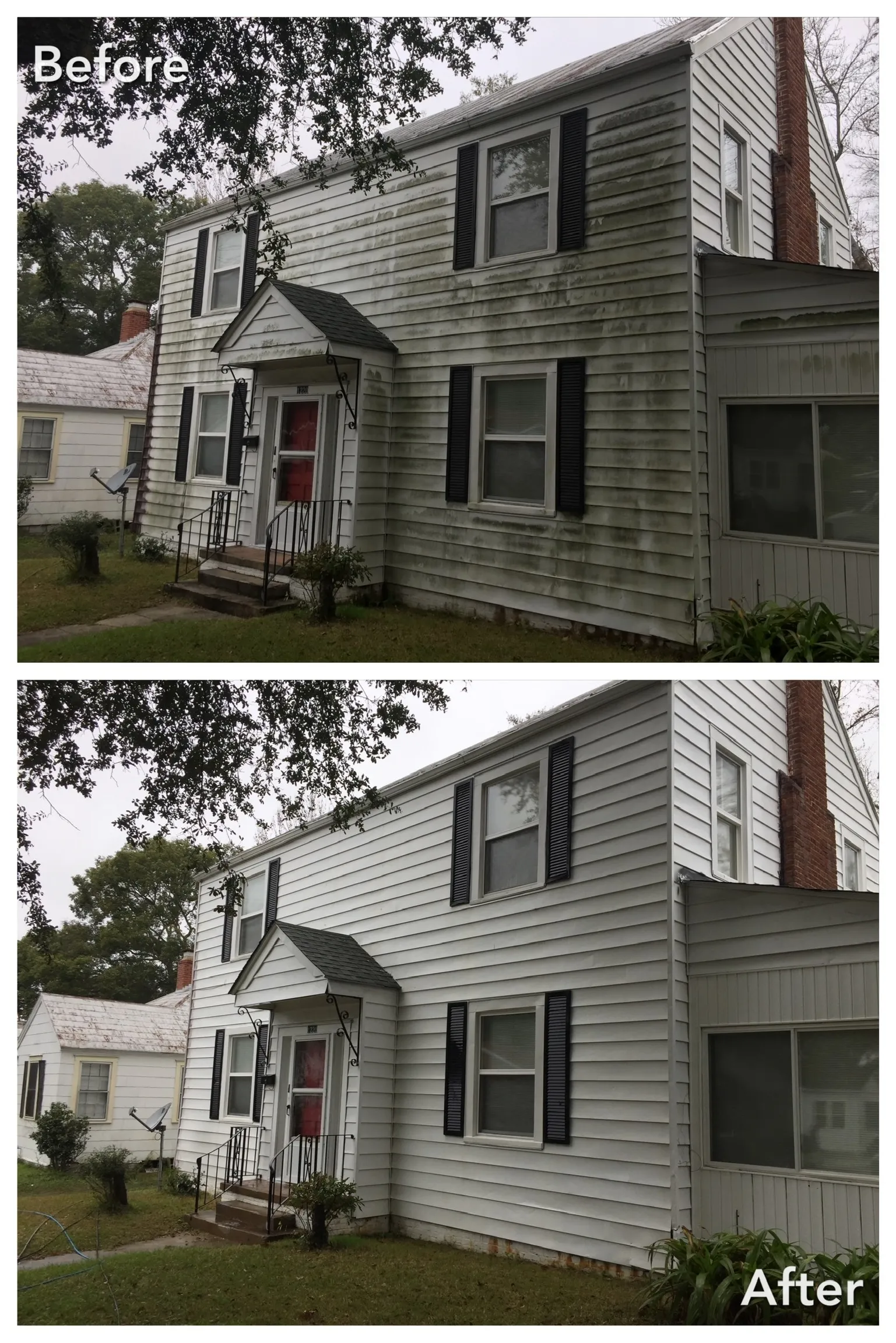 House Washing Before & After in Denver, NC & Lake Norman. Stand Out Exterior Cleaning