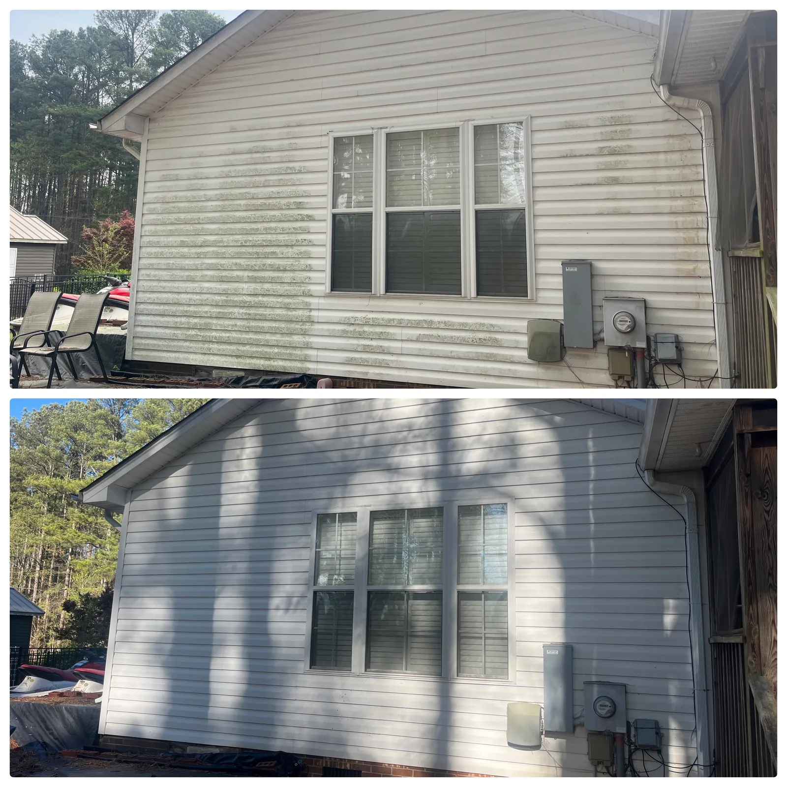 House Washing Before & After in Denver, NC & Lake Norman. Stand Out Exterior Cleaning