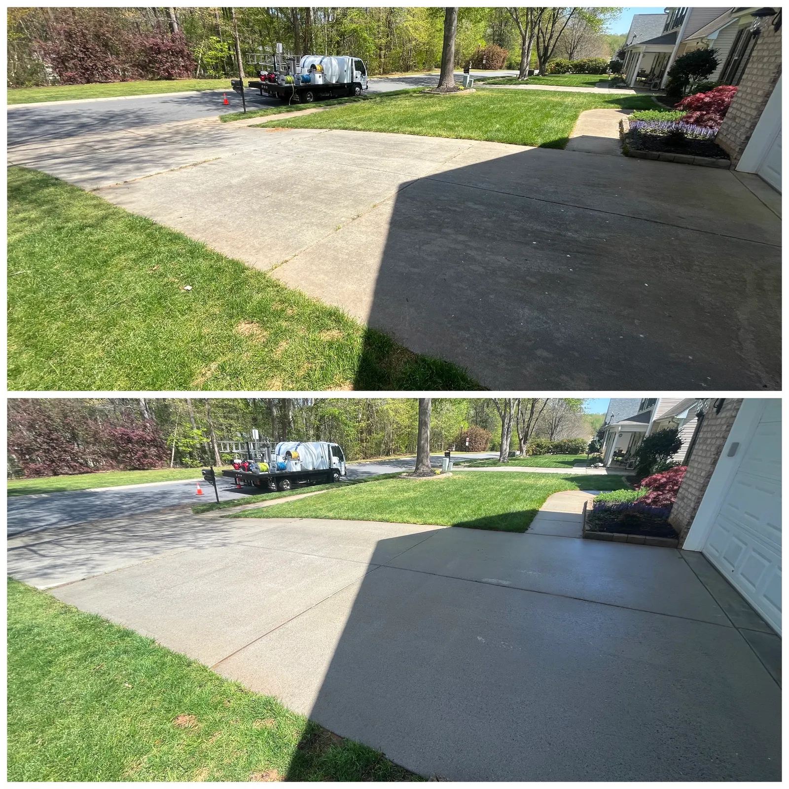 Driveway Cleaning Before & After in Denver, NC & Lake Norman. Stand Out Exterior Cleaning