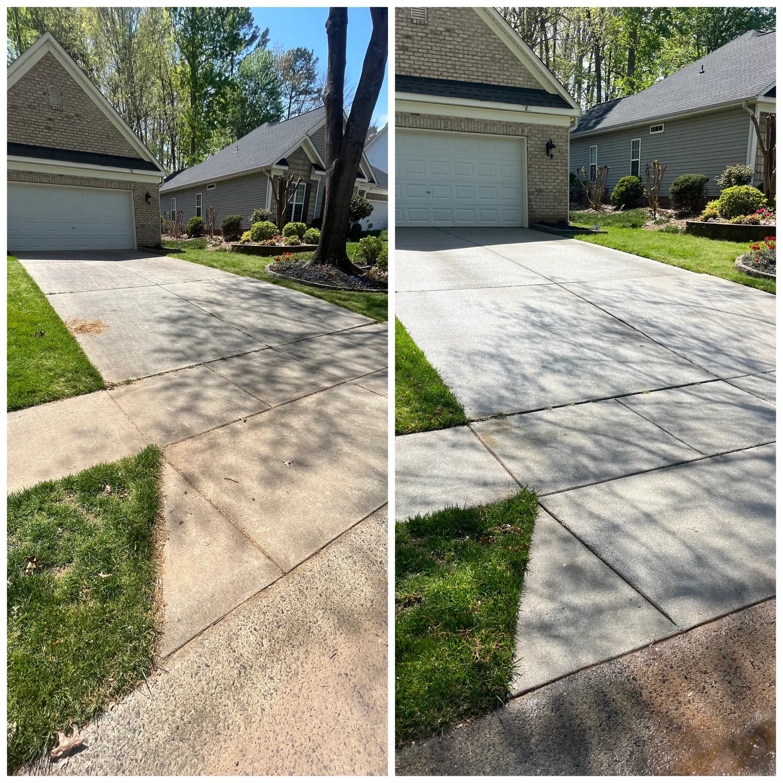 Driveway Cleaning Before & After in Denver, NC & Lake Norman. Stand Out Exterior Cleaning