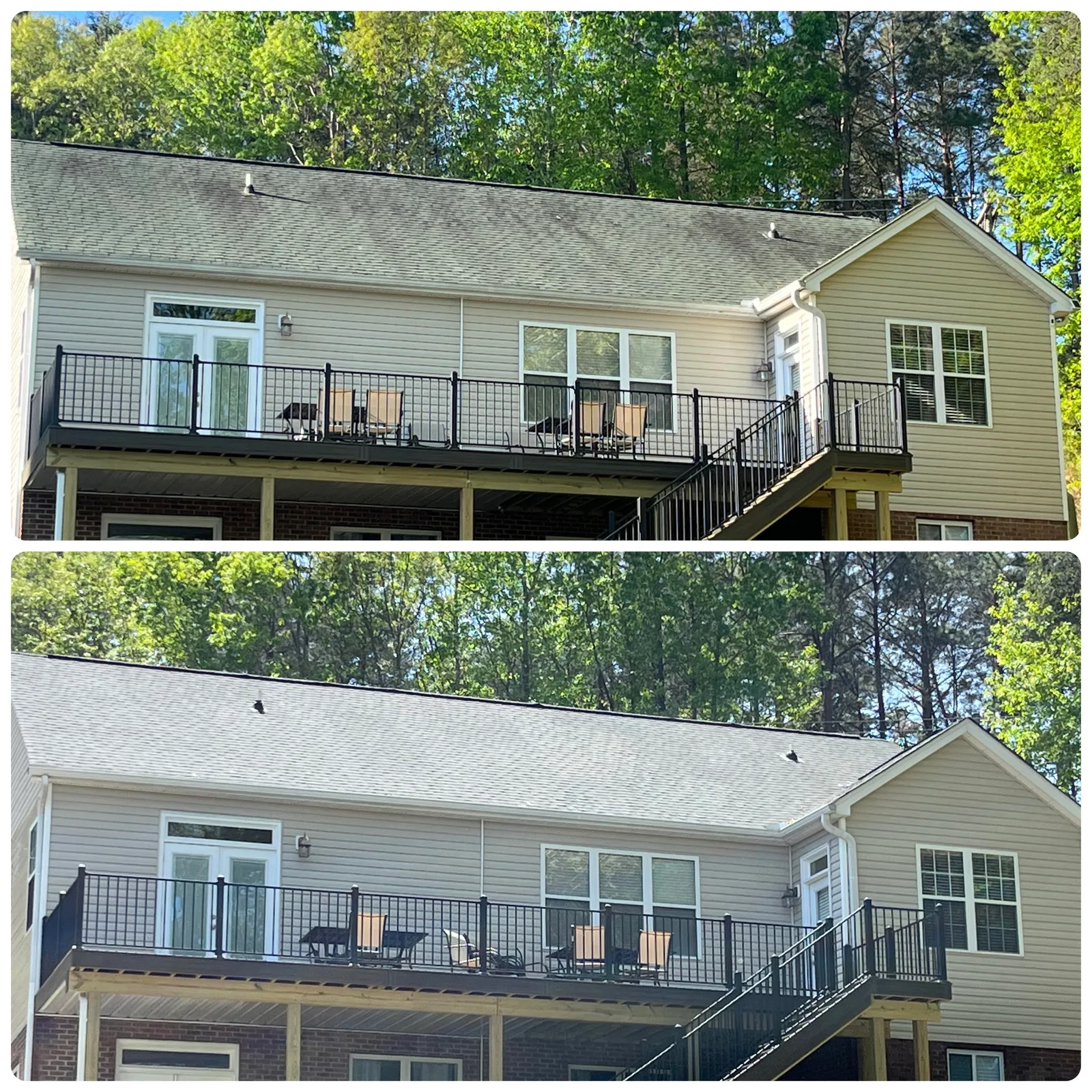 Roof Cleaning Before & After in Denver, NC & Lake Norman. Stand Out Exterior Cleaning